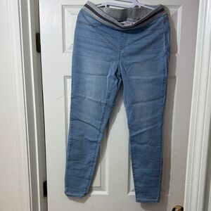 No Boundaries Light Blue Stretch Jeggings with Gray Knit Waistband